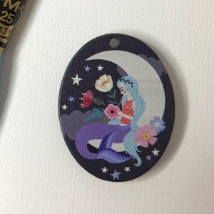 Mermaid Moon Needleminder for Cross Stitch and Embroidery - Flowers, Magnetic Needle Minder, magnet - needle nanny, mermaids