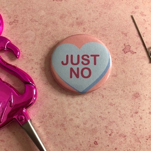 Just No Anti-Valentine’s Day Needleminder for Cross Stitch and Embroidery - Magnetic Needle Minder, magnet - snarky cross stitch