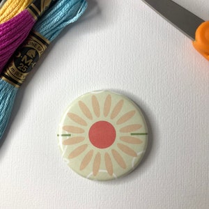 Pale Pink Daisy Needleminder for Cross Stitch and Embroidery - Magnetic Needle Minder, magnet - Flower, needle nanny, snarky cross stitch