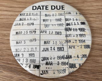 Date Due Library Card Pocket Mirror: Stocking Stuffer Gift