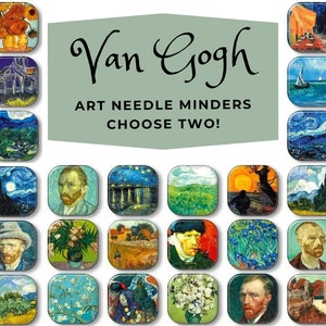 SET OF TWO Van Gogh Paintings Needle Minders for Cross Stitch, Embroidery | Free Shipping! | Impressionist Artist | Magnetic Needle Minder