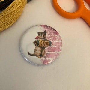 Musical Cat Needleminder for Cross Stitch and Embroidery - Magnetic Needle Minder, magnet - Accordion, needle nanny, snarky cross s