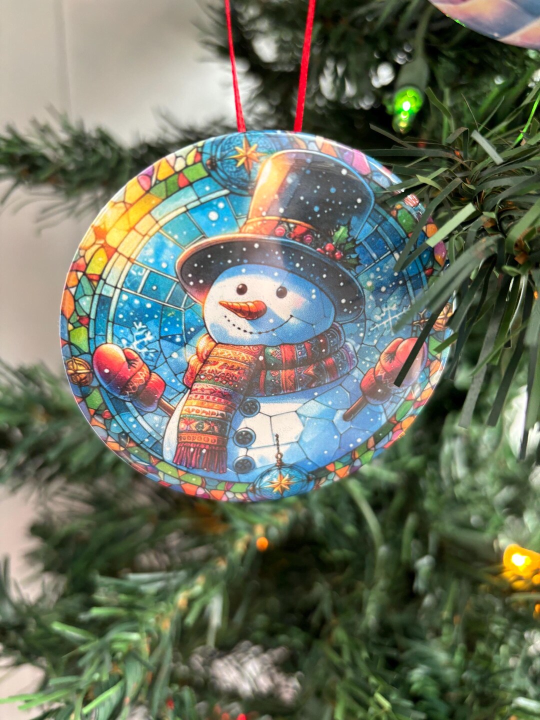 Stained Glass Look Snowman Ornaments: Christmas Tree Decor, Gift Tags ...