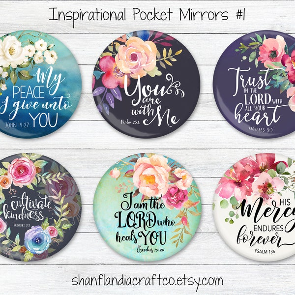 Inspirational Bible Verse Pocket Mirrors 1 | Christian Biblical Quotes | Choose Your Favorite | Gifts for Her: Birthday, Bridal, Graduation