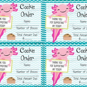 PRINTABLE Girl Scout Cookie Order Receipt | 2024 Axlotl Mascot ...
