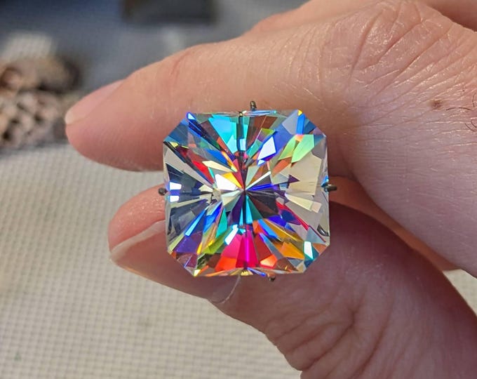 Rainbow Glass Faceted X Cube Prism Etsy