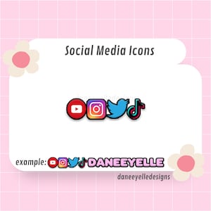 Simple Social Media Icons | Assets for Twitch, YouTube, Instagram, TikTok, Twitter, Content Creator, Streamer