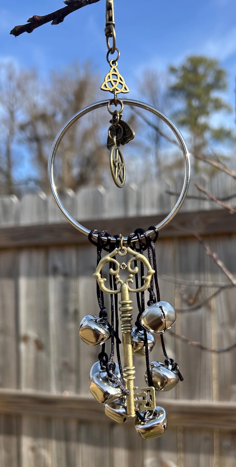 Key Tree Bells Handmade Witch Bells, Pentacle Key Charm, Pagan Home Protection - Etsy