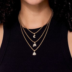 Gold Old English Small Initial Necklace