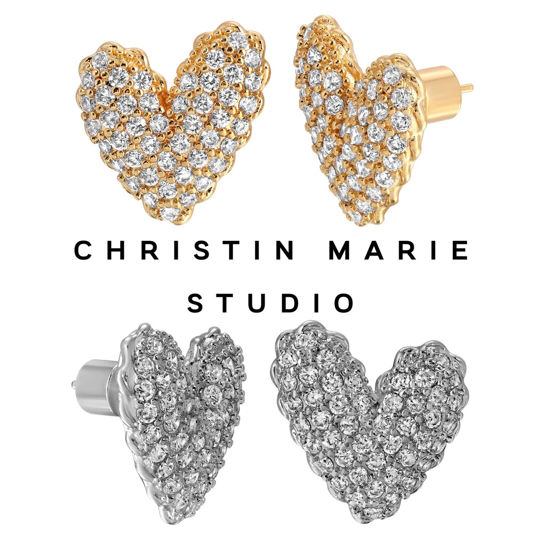 ◆STONEHENgE◆ 14K Heart Cubic Earrings SA24D36T Stone Cold Heart Earrings - Etsy