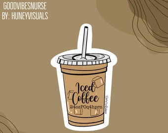 Kaffee Krankenschwester Aufkleber | Laptop Aufkleber | Auto, Becher, Glaswaren Vinyl Aufkleber | witterungsbeständig | 3 Zoll | Stillsticker