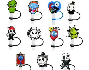 5pcs Nightmare Before Christmas Straw Topper Reusable Drinking Pen Cover  Charms For Tumbler Drinking Straws Pencil Decorate