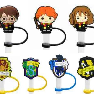 Wizard Straw Toppers and Bows, Potter Straw Covers, Fits Stanley Cups,  Harry Hermoine Ron, Gryffindor, Slytherin, Hufflepuff, Ravenclaw, HP 
