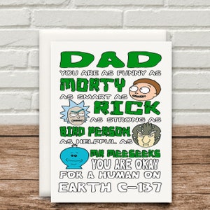 Rick en Morty-kaart Grappige verjaardag kerstmis Vaderdag 300 gsm voor hem vogel persoon Meeseeks