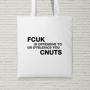 FCUK Offensive To Dyslexics CNUTS Tote Bag Shopping Funny Birthday Present Gift Spelling Rude