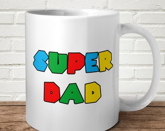 Super Dad Mug Funny Vintage 80's 90's Fathers Day Birthday For Him Daddy Gift Present
