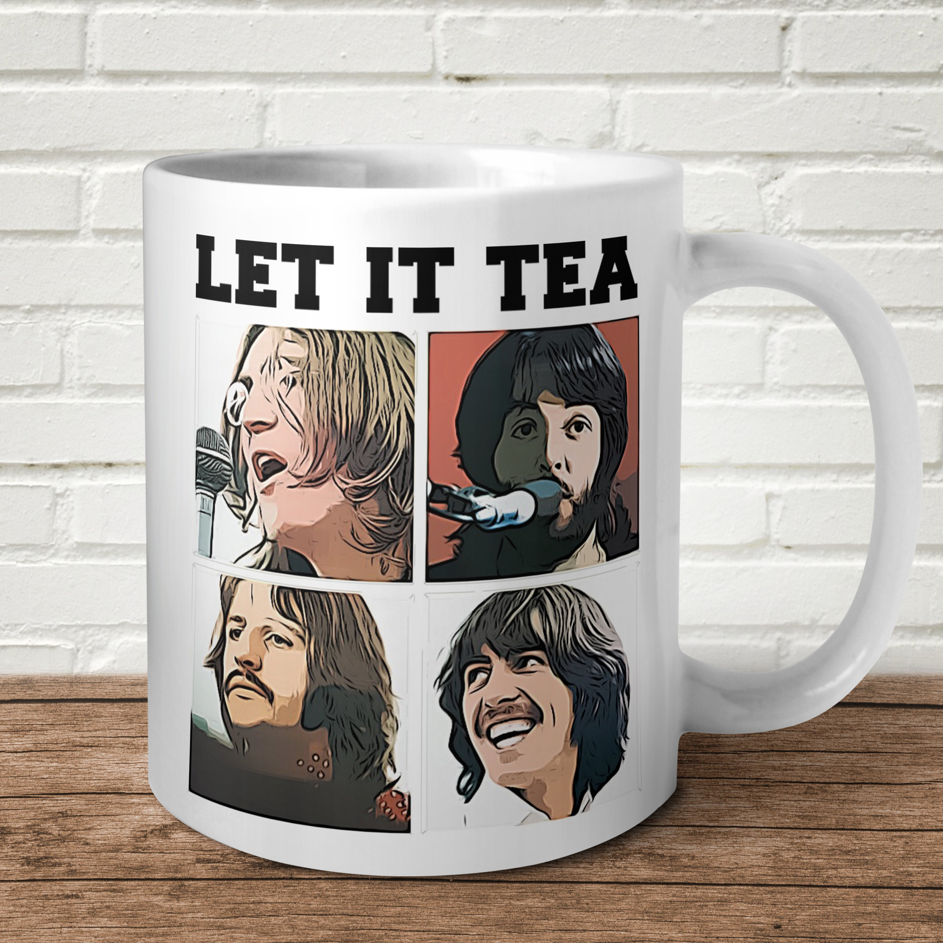 Let It Tea Mug Funny Gift Present Birthday Music Puns 60's 70's 80's Beatle John Paul Ringo