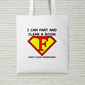 Super Fart Tote Bag Shopping Funny Offensive Smelly IBS Clear A Room Fathers Day Birthday Gift