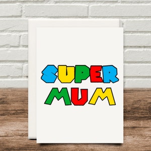 Super-Mama-Karte „Happy Birthday“, Muttertag, Weihnachten, Valentinstag, Geschenk, 300 g/m², Mario 80er, 90er