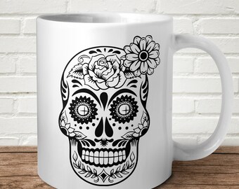 Day Of The Dead Skull Mug Funny Offensive Birthday Gift Present Alternative Darkness Art