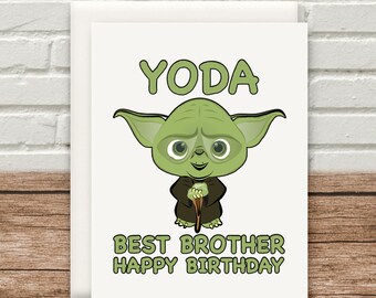 Yoda Best Brother  Card Happy Birthday Gift Present Funny Bro Siblings 300gsm