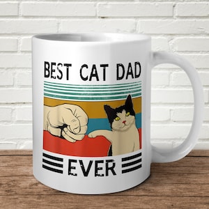Best Cat Dad Ever Mug Gift Present Birthday Pets For Him Fathers Day Kitty Fist Bump