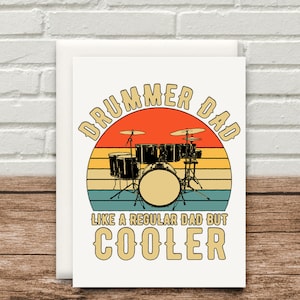 Drummer Vader Kaart Grappige verjaardag Kerstmis Valentijnsdag Vaderdag 300 gsm Drums Muzikant