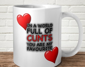 The World Is Full Of C*nts Mug Funny Offensive Gift Punny Birthday Valentines Present For Him For Her Banter