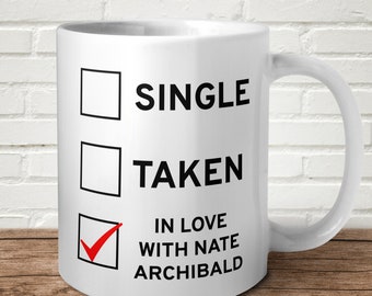 In Love With Nate Archibald Mug Gossip Girl Gift Present Birthday Christmas Mothers Day Fathers Day