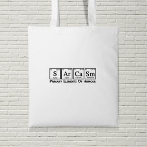 Sarcasm Tote Bag Funny Pun Music Joke Gift Present Birthday Alternative Element Jokes