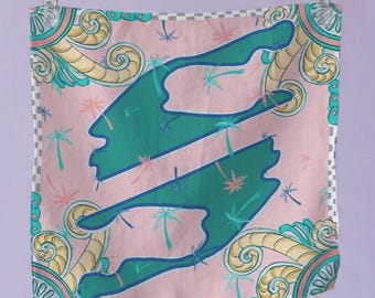 Miami GP Art Deco Silk Scarf - Pink
