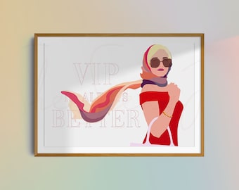 Anna Delvey Art Print, Fashionista Decor, VIP Quote (Digital Download)