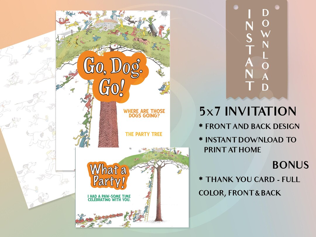 Go Dog Go Birthday Party Printables Dr Seuss Theme (digital