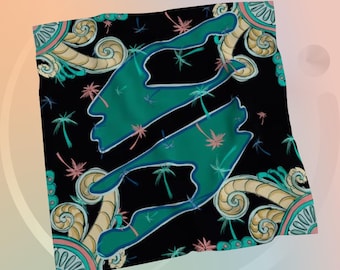 Miami Art Deco F1 Silk Scarf - Dark