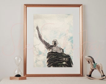 Roman Statue Artwork Watercolor | Antique Wall Decor PRINTABLE Digital Download