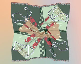 Silverstone F1 Silk Scarf: Hand-Drawn British Grand Prix Circuit