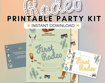 First Rodeo Birthday Invitation: Wild West Cowboy, 5x7 (Digital Download)