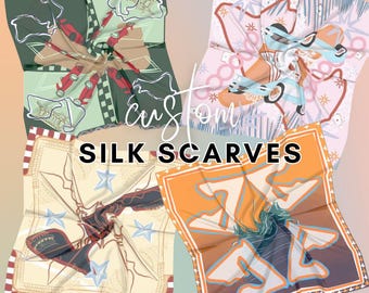 Luxury Custom Silk Scarf | Hand Drawn F1 Track Design | Personalized Formula 1 Fashion Accessory