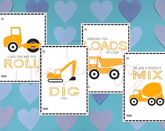 Construction Truck Valentine Cards: Printable Puns (Instant Download)
