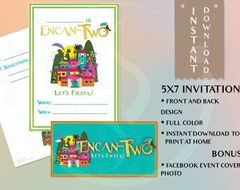 Encanto Birthday Invitation: Fiesta Theme, 2nd Birthday (Digital Download)