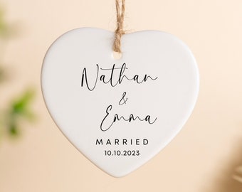 Décoration de mariage personnalisée, décoration de M. et Mme, souvenir de notre premier Noël de mariage, cadeau de mariage, décoration de mariage, cadeau de jeunes mariés
