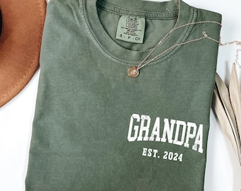 Custom Grandpa Shirt, Personalized Custom Year Grandpa TShirt, Comfort Colors T-Shirt, Custom Baby Reveal Grandfather Gift, Gift For Grandpa