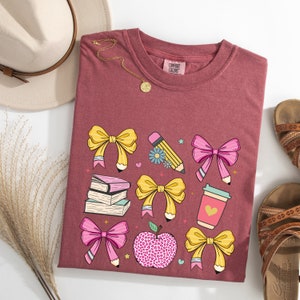 Teacher Shirt, Comfort Colors Tee, Gift For Teacher, Teacher Appreciation, Back to School Shirt, Coquette Teacher Shirt, Pencil Bow Shirt