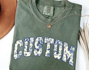Custom Comfort Colors Shirt, Custom Text T-Shirt, Personalized Tshirt, Customizable Matching Shirts, Floral Custom Shirt, Party Shirt