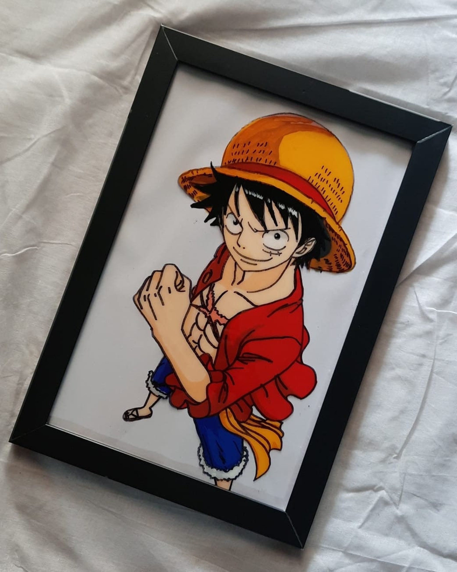 Monkey D. Luffy glass painting One piece inspired glass Etsy Nederland