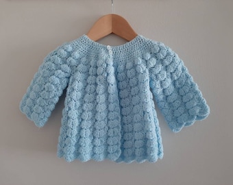 Handmade Vintage Baby Cardigan with scalloped edges