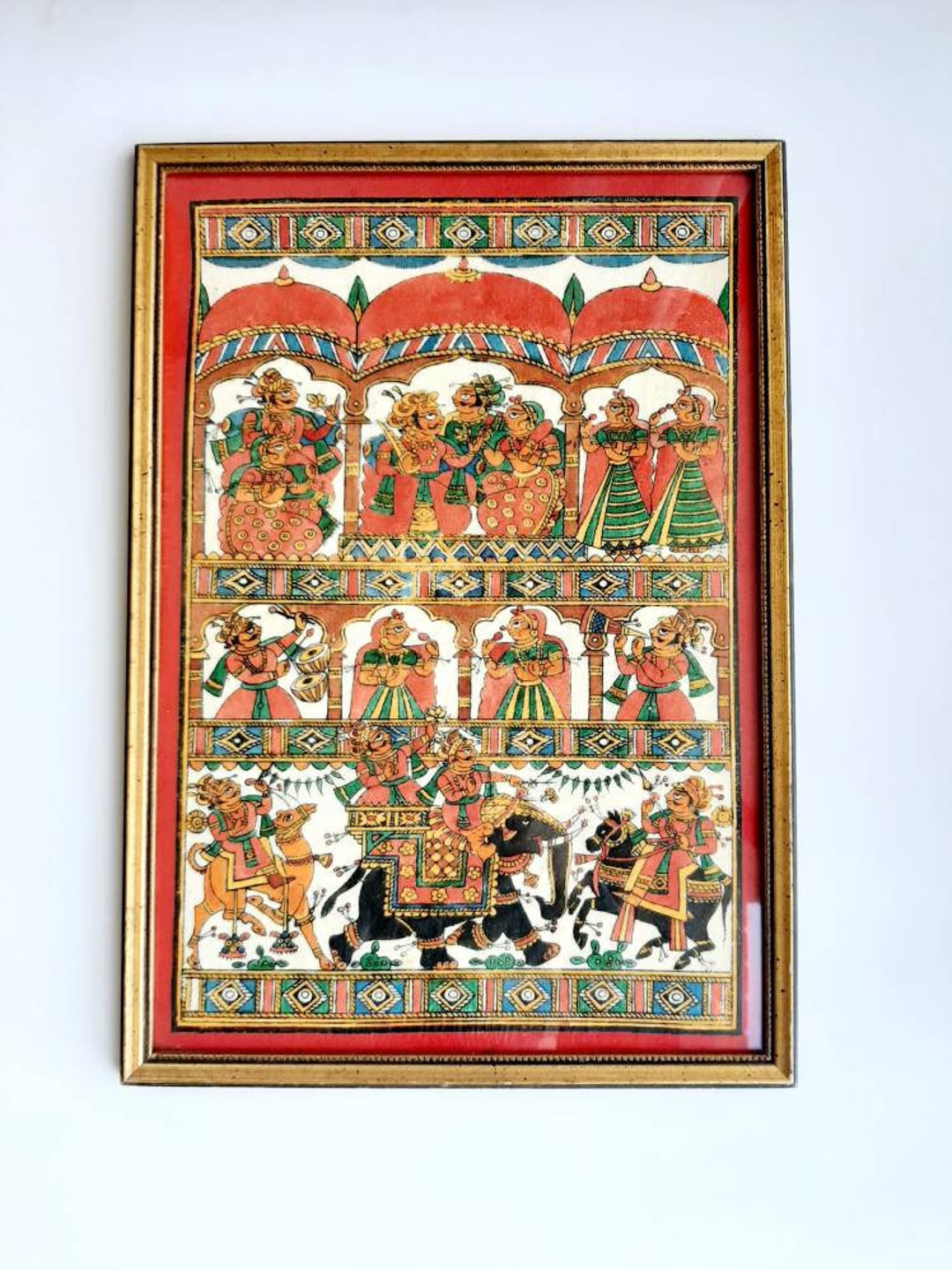Buy　India　Etsy　on　Online　Phad　Rajasthani　Cotton　Folk　Painting　Art　Vintage　in