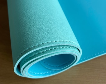 Tappetino in similpelle bifacciale verde/blu - multifunzionale per ufficio e artigianato; impermeabile e antiscivolo