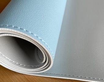 Tappetino in similpelle blu/argento bifacciale, multifunzionale per ufficio e artigianato; impermeabile e antiscivolo