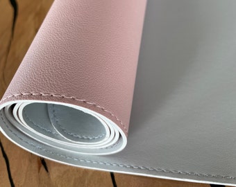 Pink/Silver - Double-Sided PU Leather Mat - Multifunctional for Office and Crafts; Water Proof and Non-Slip